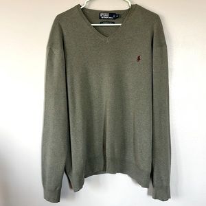 Polo Ralph Lauren Pima Cotton V-Neck Sweater - Green XL